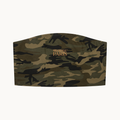 Women’s Camo Cropped Tube Top — product view on warm ivory.
