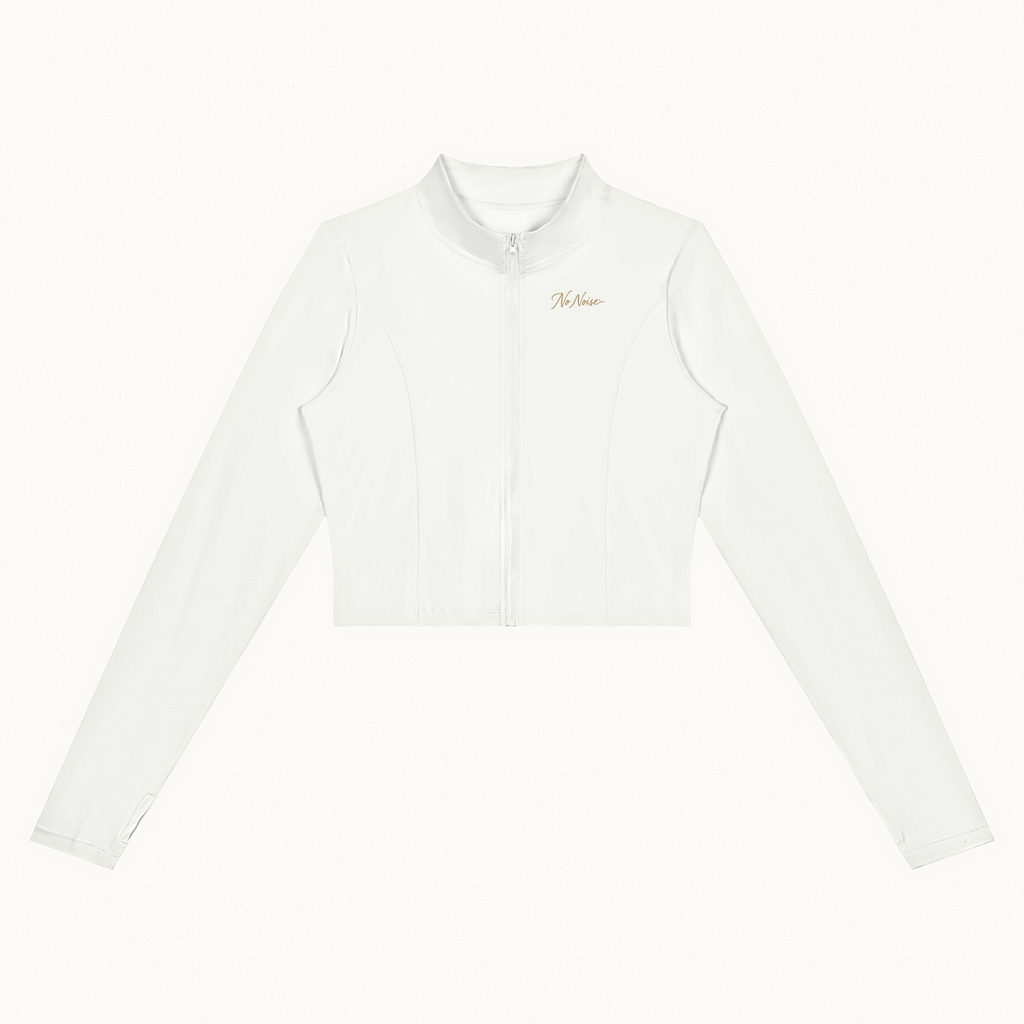 Form Cropped Jacket — Chalk — product view on warm ivory.