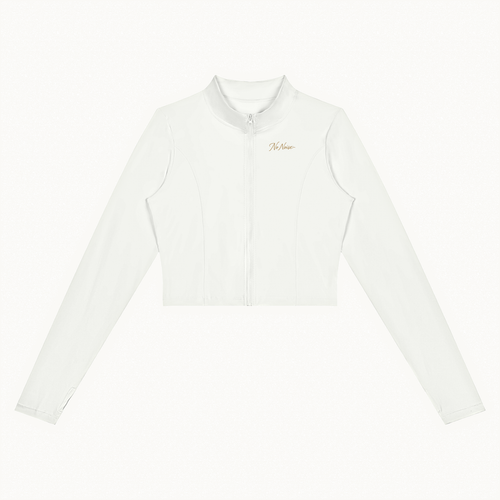 Form Cropped Jacket — Chalk — product view on warm ivory.