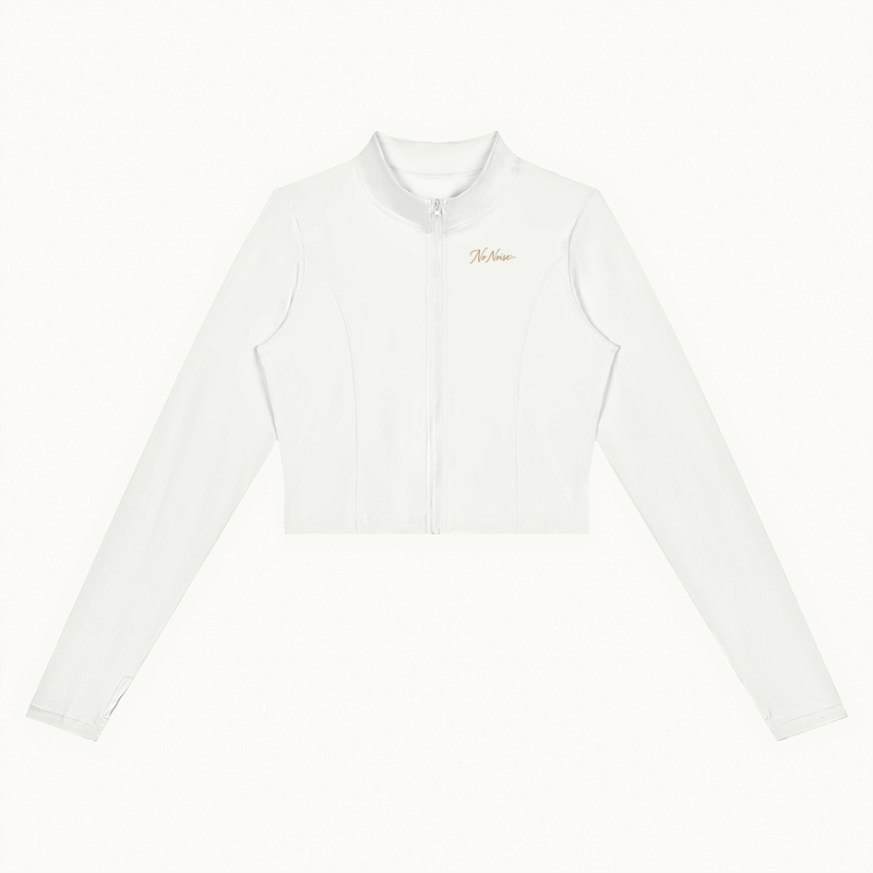 Form Cropped Jacket — Chalk — product view on warm ivory.