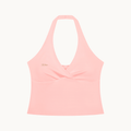 Muse Ruched Halter Top — Petal — product view on warm ivory.