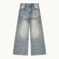 Women's Vintage-Wash Wide-Leg Jeans — product view on warm ivory.