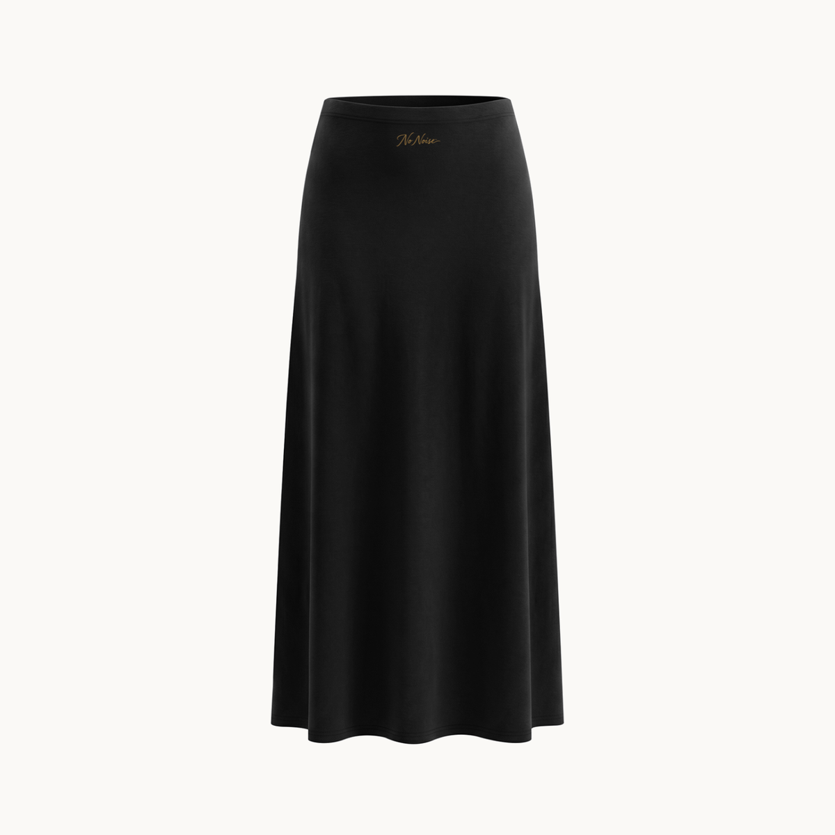 Knit Maxi Skirt — Onyx — product view on warm ivory.