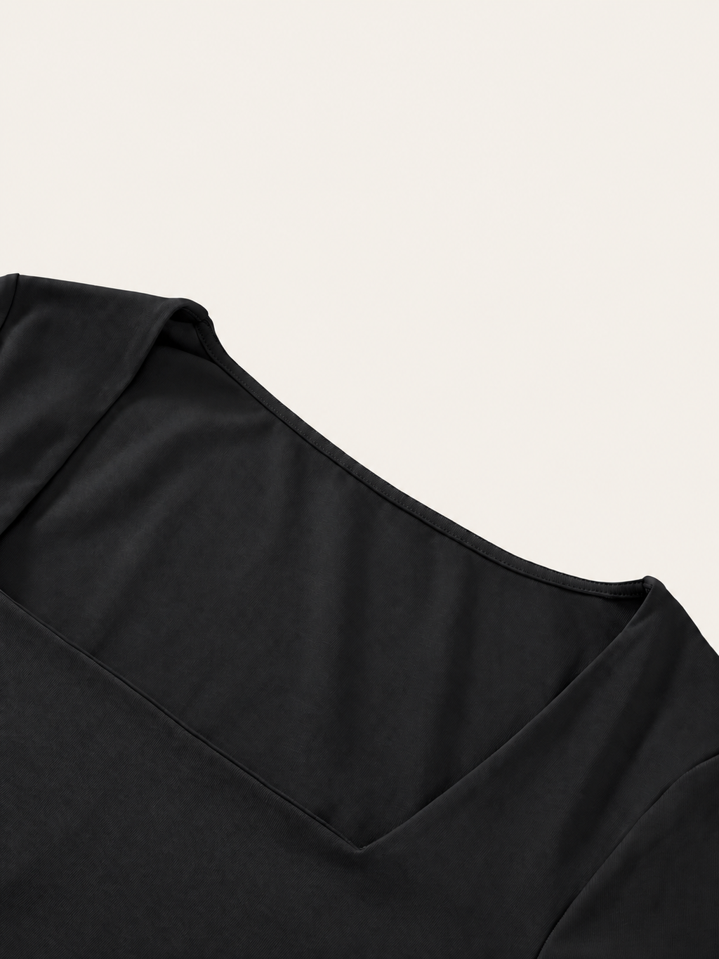 NO NOISE black ruched square-neck top — neckline detail