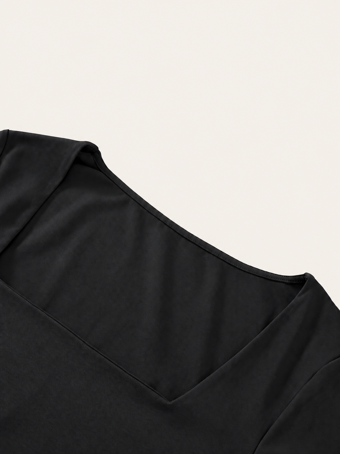NO NOISE black ruched square-neck top — neckline detail