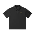 NO NOISE WORLD shadow grey short sleeve polo shirt with a drop shoulder design and subtle brand embroidery