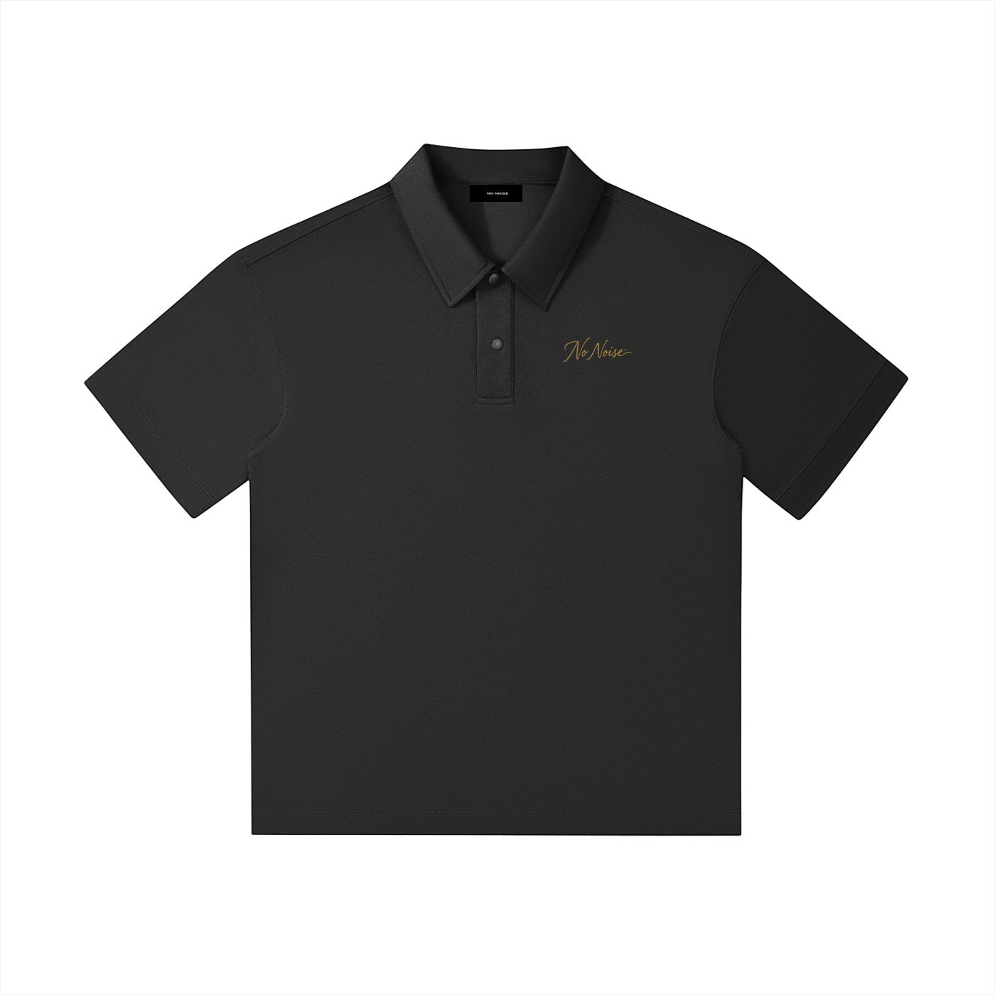NO NOISE WORLD shadow grey short sleeve polo shirt with a drop shoulder design and subtle brand embroidery