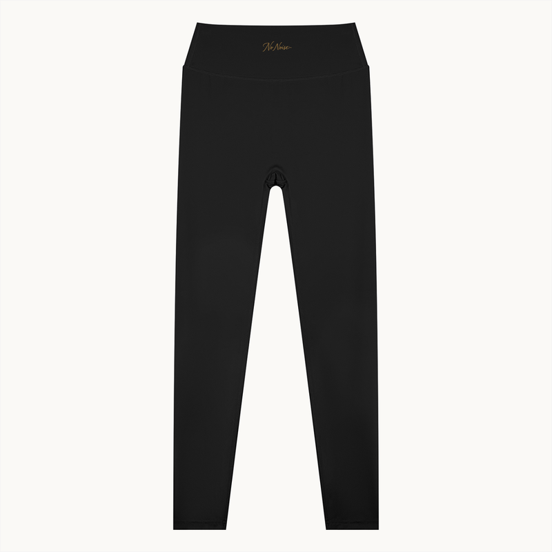 Poise High-Rise Leggings — Onyx, black, front flat view. On warm ivory.